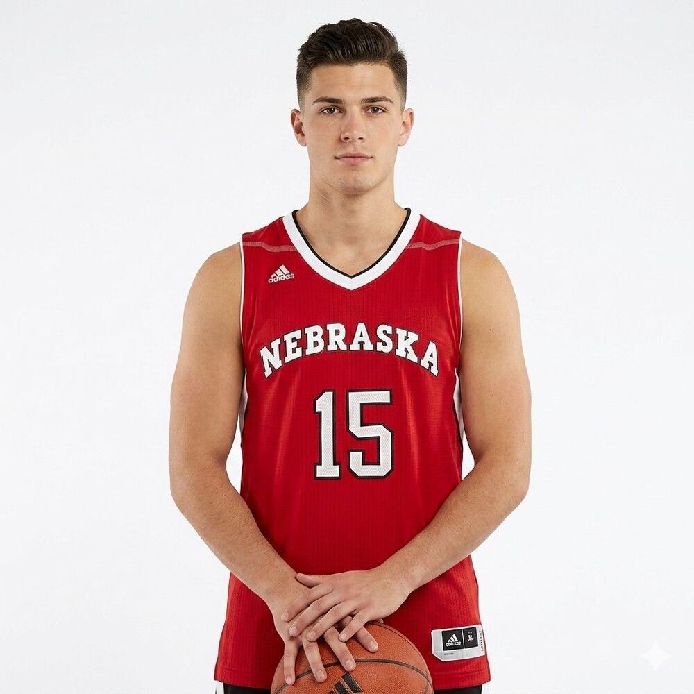 Adidas Nebraska Cornhuskers Basketball Jersey Men's XL Red White Black #15 2013